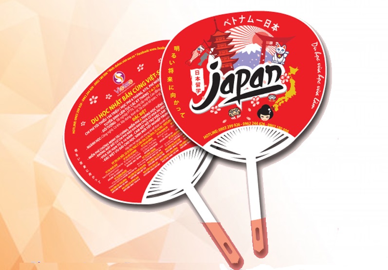 Mẫu quạt tròn Nhật Bản cũng được áp dụng vào trong việc in hình logo quảng cáo cho các công ty